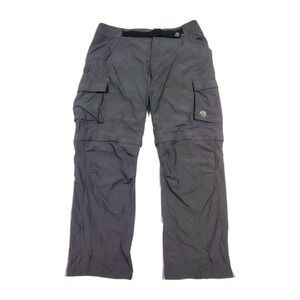Mountain Hardwear Mens Large Belted Hiking Pants Convertible Gray Cargo Shorts